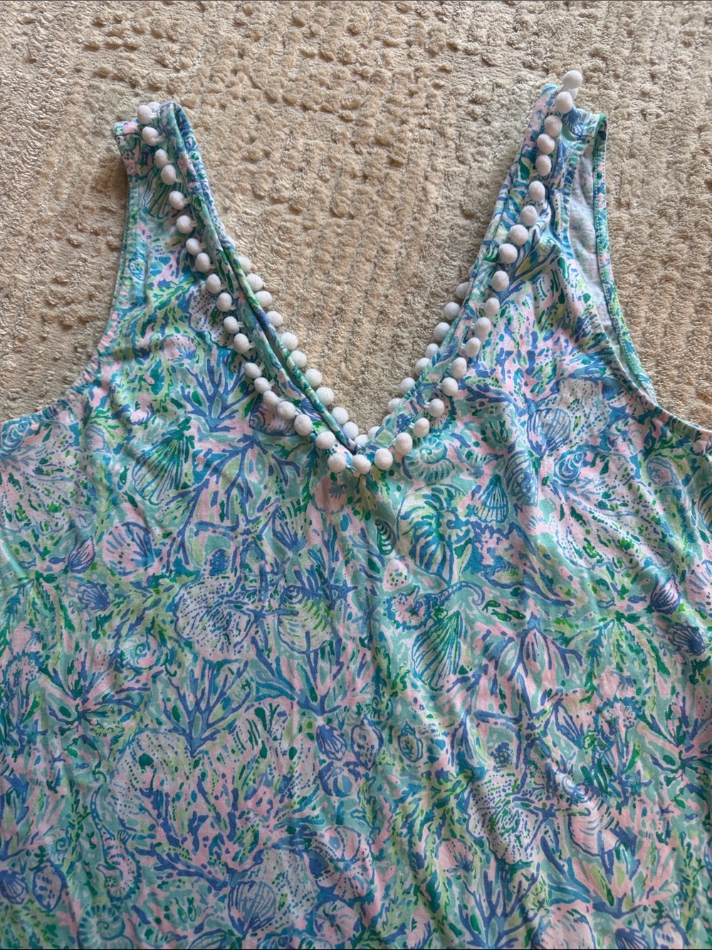 Women’s Lilly Pulitzer Floral V-Neck Sleeveless Sundress in Blue & Green - Picture 3 of 3
